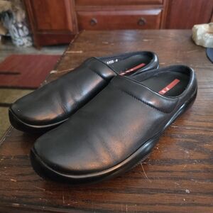 Prada Black Leather Slip-On Loafers